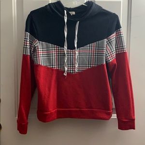 Black, red and white pullover hoodie